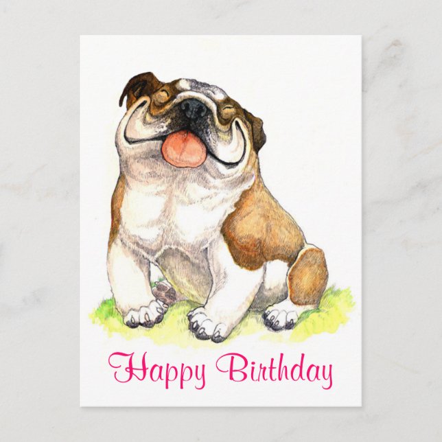 Bonne carte postale pour l'anniversaire Bulldog Pu (Devant)