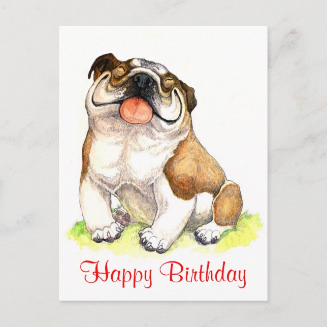 Bonne carte postale pour l'anniversaire Bulldog Pu (Devant)