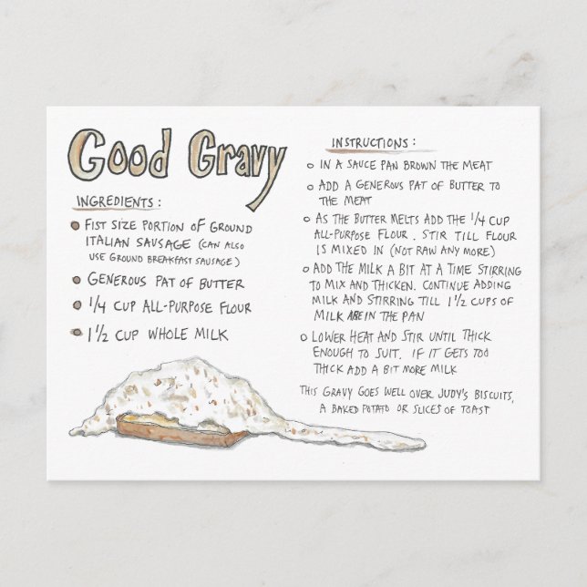 Bonne carte postale Recette Gravy (Devant)