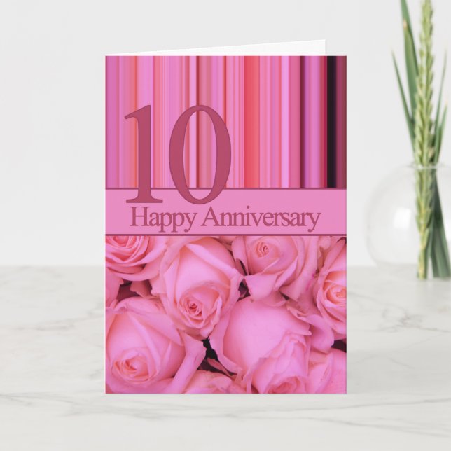 Bonne carte postale rose du 10e anniversaire (Devant)