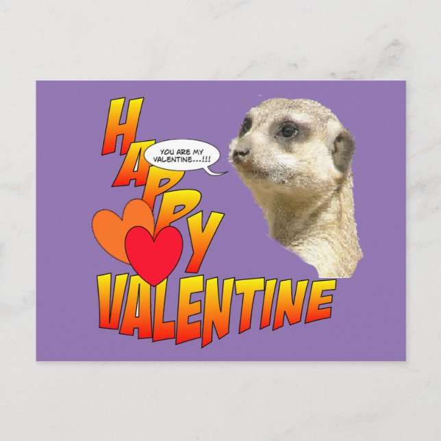 Bonne carte postale Valentine Meerkat personnalisa (Devant)