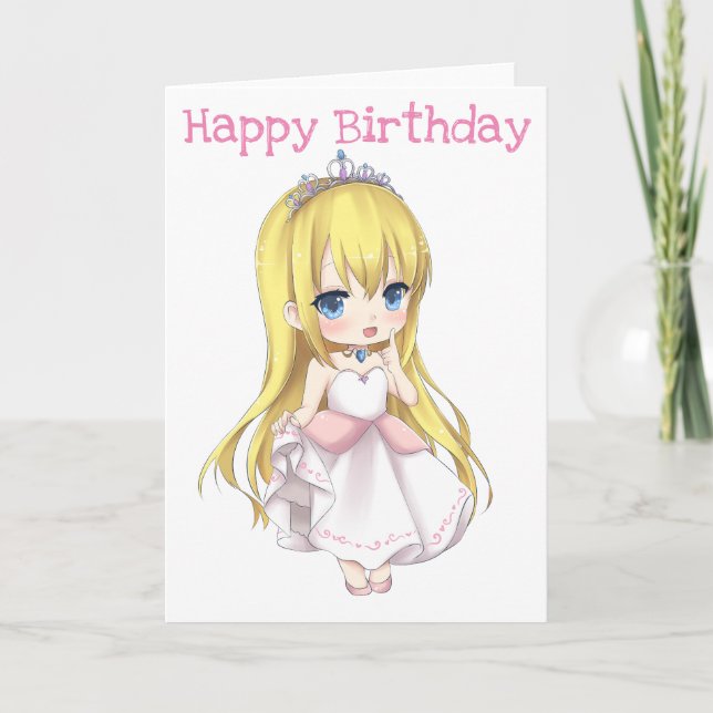 Bonne carte princesse anniversaire (Devant)