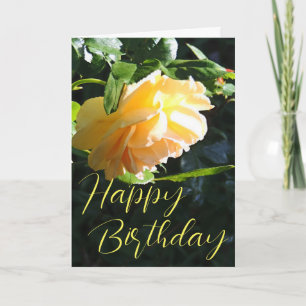 Bonne carte rose jaune d'anniversaire