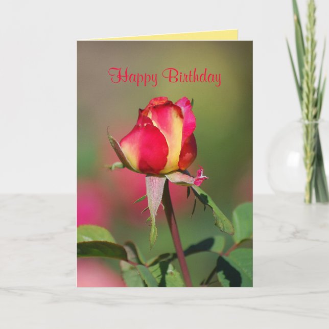 Bonne carte rouge et jaune d'anniversaire (Devant)