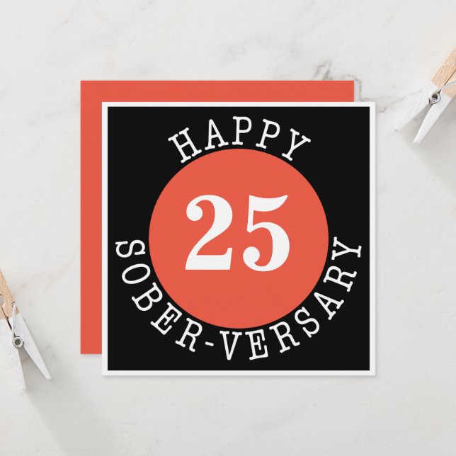 Bonne carte Sober-versary (Devant/Arrière en situation)