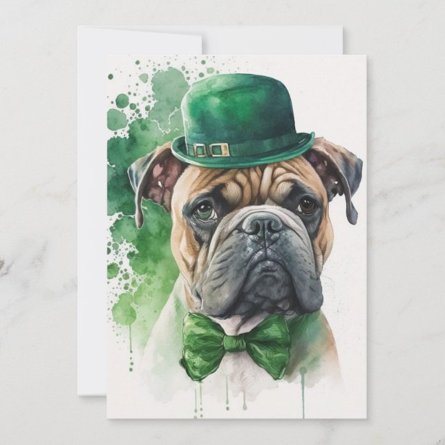 Bonne carte St. Patrick's Day avec chien (Devant)