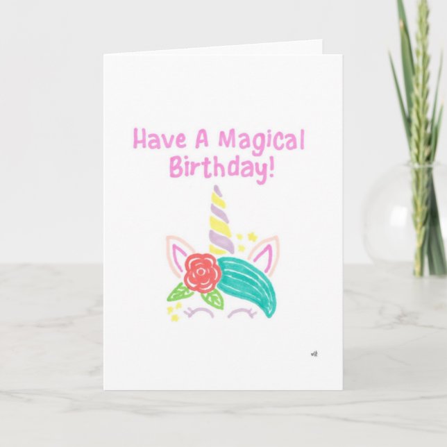 Bonne carte Unicorn 1 anniversaire (Devant)