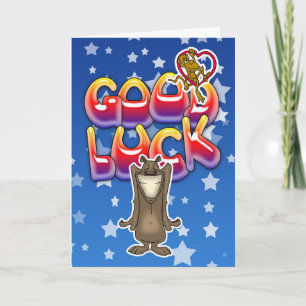 Bonne chance carte avec chien et singe