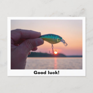 Bonne chance de pêche carte postale