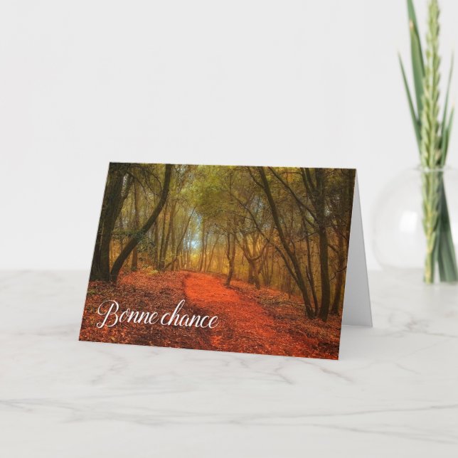 Bonne Chance French Good Luck Woodland Path Blank Card (Front)