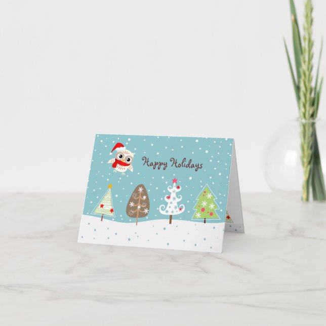 Bonne Chouette des neiges et carte de voeux d'arbr (Devant)