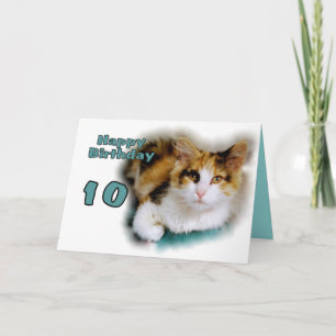 Bonne Dixième Anniversaire Calico Carte de chat