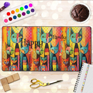 Bonne famille de chats colorés