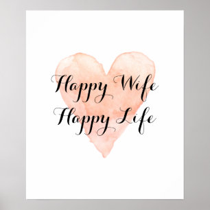 Bonne femme vie heureuse mignonne aquarelle poster