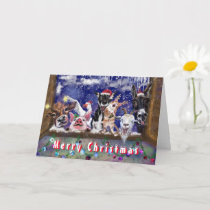 Bonne ferme animal drôle carte de Noël