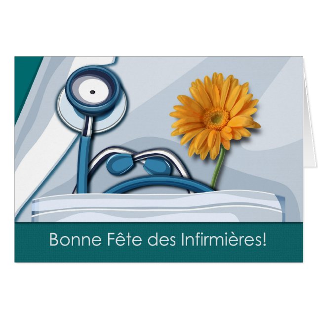 Bonne Fête des Infirmières. Carte de jour des infi (Devant horizontal)