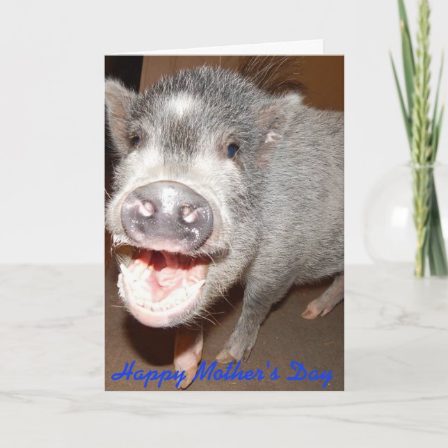 Bonne fête des mères Carte de porc souriante (Devant)