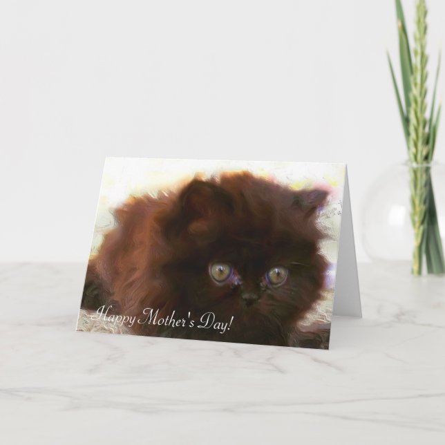 Bonne fête des mères chaton perse carte de voeux (Devant)