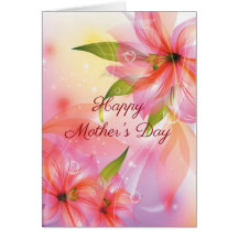 Bonne fête des mères rose florale 5x7 carte