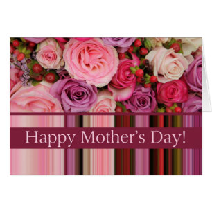 Bonne fête des mères Roses & rayures Fête des mère