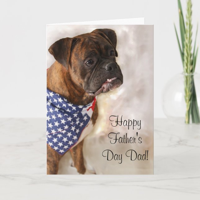 Bonne Fête des pères Boxer chien carte de voeux (Devant)