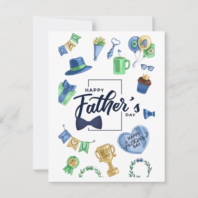 Bonne Fête des pères carte à note plate (Devant)