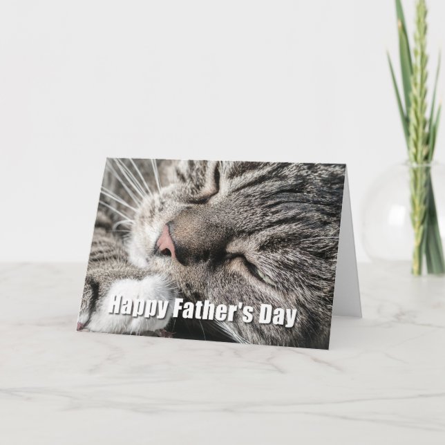 Bonne fête des pères Carte de chat couché (Devant)