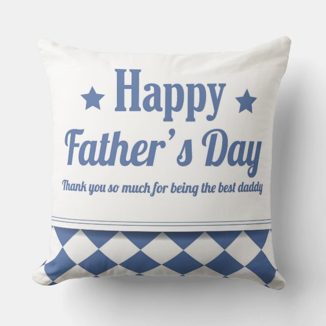 Bonne Fête des pères Coussin Bleu Chevron Bleu Ble (Recto)