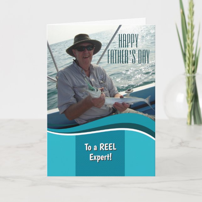 Bonne Fête des pères Fisherman Carte personnalisée (Devant)
