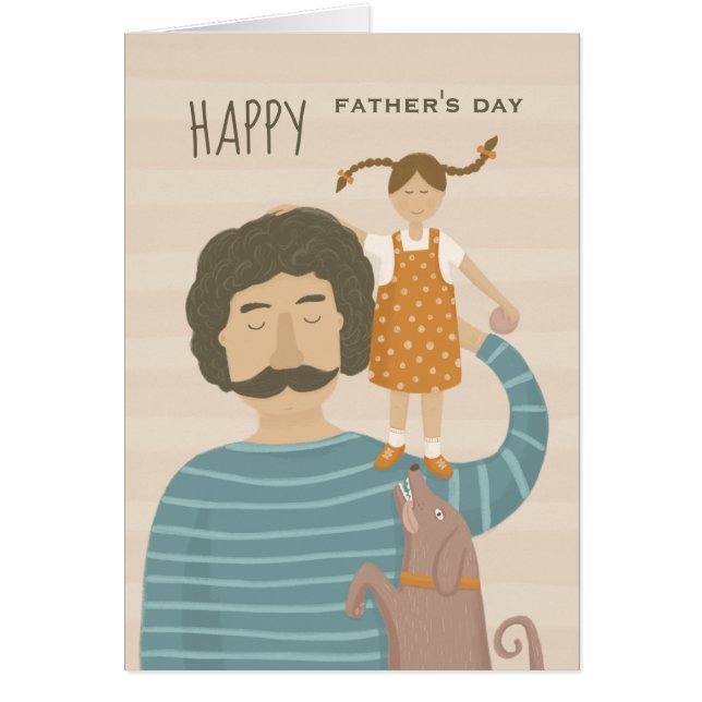 Bonne fête des pères. Papa fille et mignon chien d (Devant)