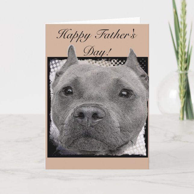 Bonne Fête des pères Pitbull carte de voeux chien (Devant)