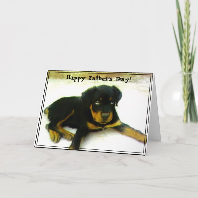 Bonne Fête des pères Rottweiler chiot carte de voe (Devant)