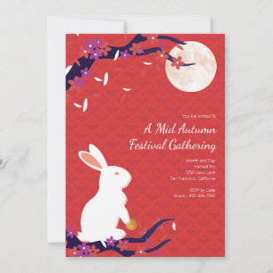 Bonne Fête du milieu de l'automne Invitation rouge