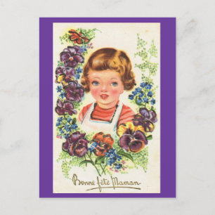 Bonne Fete Maman, Vintage French Mothers day Postcard