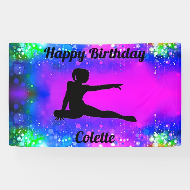 Bonne Gymnastique d'anniversaire Bannière personna (Horizontal)
