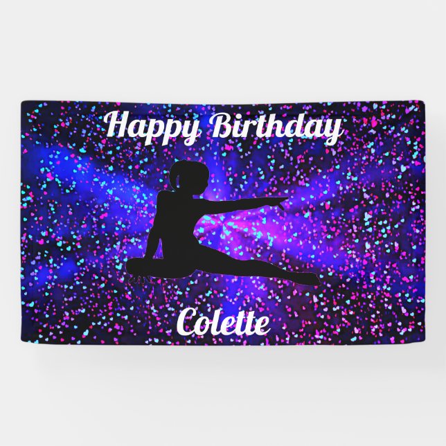 Bonne Gymnastique d'anniversaire Bannière personna (Horizontal)
