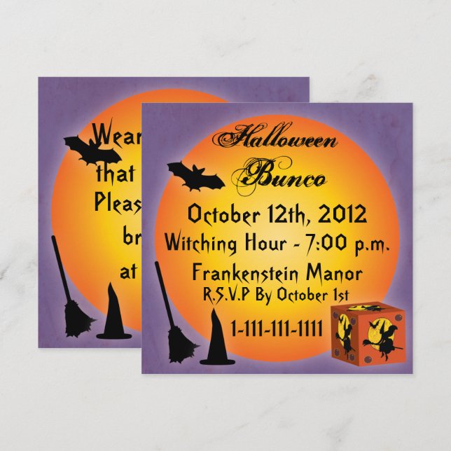 Bonne Halloween Bunco Invitation (Devant / Derrière)