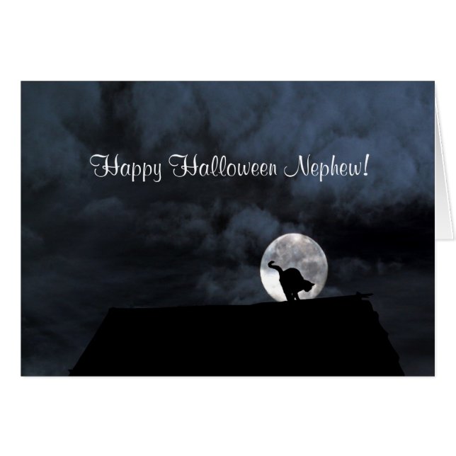 Bonne Halloween Nephew Chat et Carte Lune (Devant horizontal)