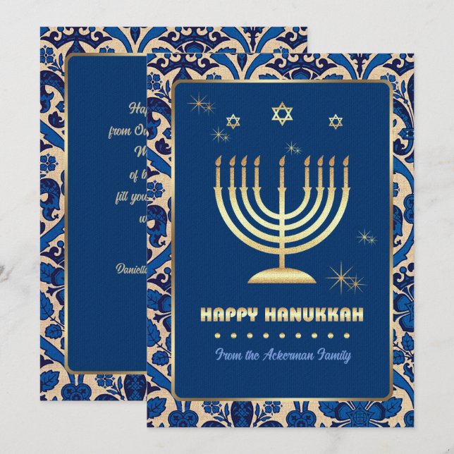 Bonne Hanoukka. Cartes de voeux personnalisables (Devant / Derrière)