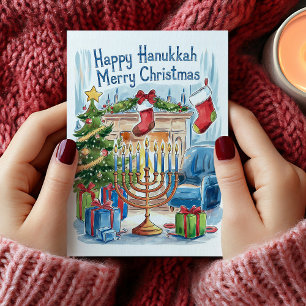 Bonne Hanoukka Joyeuse carte de Noël