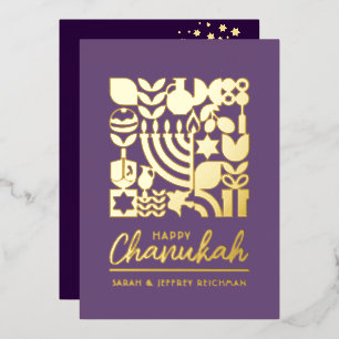 Bonne Hanoukka juive Greeting Foil Carte de vacanc