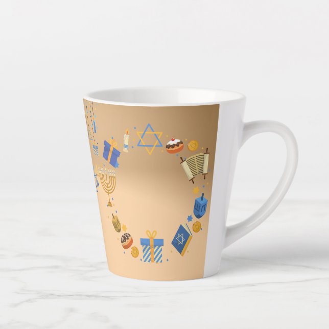 Bonne Hanoukka Latte Mug en orange (Droite)