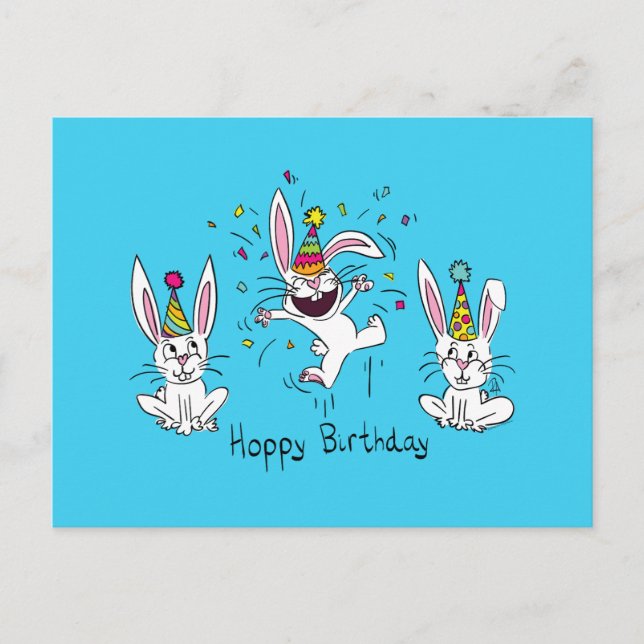 Bonne Hoppy Anniversaire Lapin Lapin Lapins Carte  (Devant)
