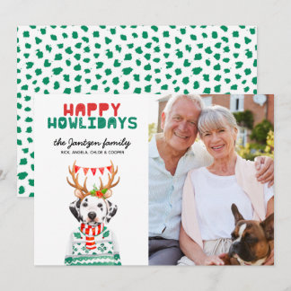 Bonne Howlidays Chien Dalmatie Carte photo de Noël