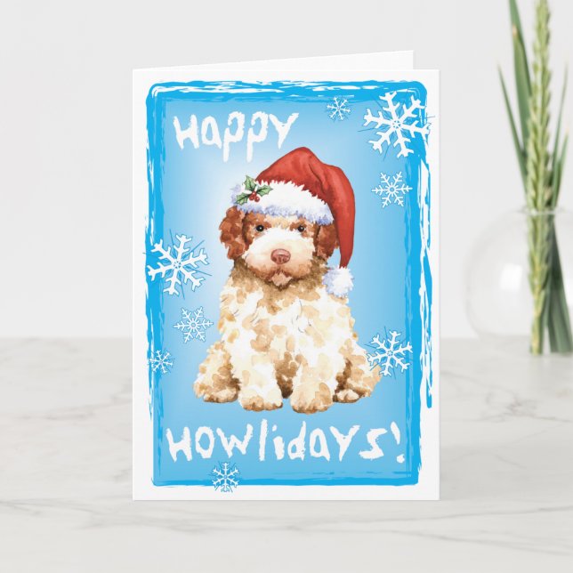 Bonne Howlidays Lagotto Romagnolo Carte de vacance (Devant)