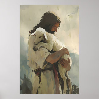 Bonne impression artistique du berger Jésus tenant