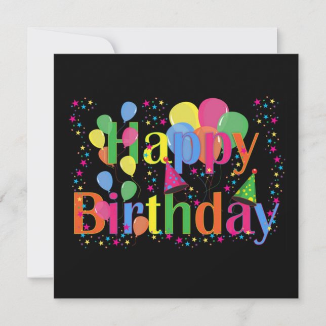 Bonne Invitation à ballons d'anniversaire (Devant)