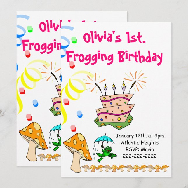 Bonne Invitation Anniversaire Frogging First Wild  (Devant / Derrière)