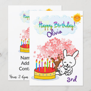Bonne Invitation Anniversaire Gâteau de lapin
