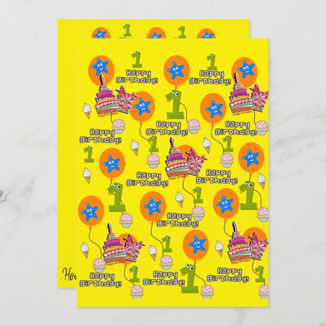 Bonne Invitation Anniversaire Premier Anniversaire (Devant / Derrière)